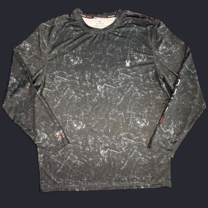 Spyder Swim Running Men's Black Long Sleeve Rash Guard Shirt Size M UPF 50+